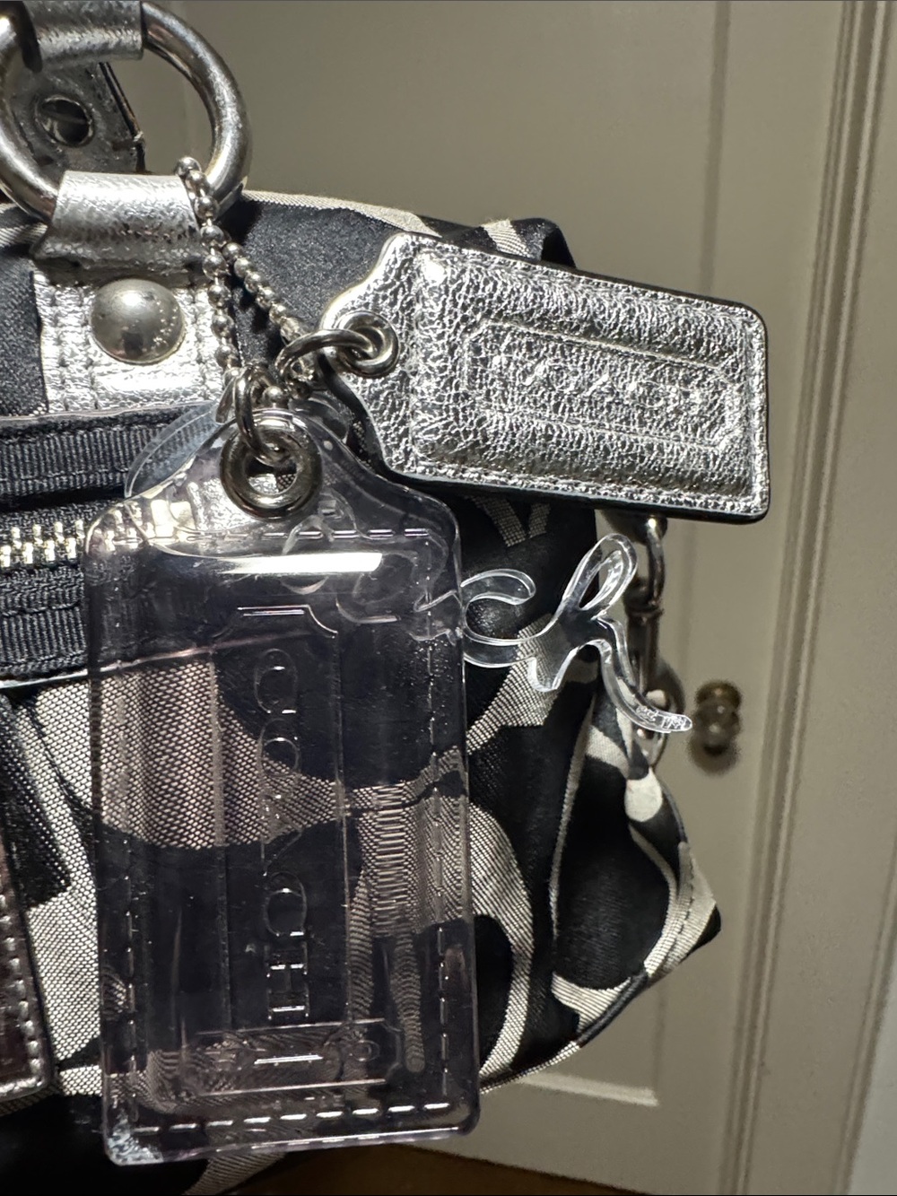 Coach Black and Silver Signature Satchel - Picture 3 of 8